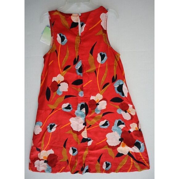 Sigrid Olsen Women's Sz XS Red Floral Sleeveless Linen Trapeze Mini Dress - Picture 12 of 14